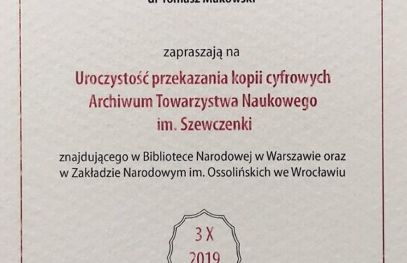 Przekazanie kopii cyfrowych Archiwum Towarzystwa Naukowego im. Szewczenki